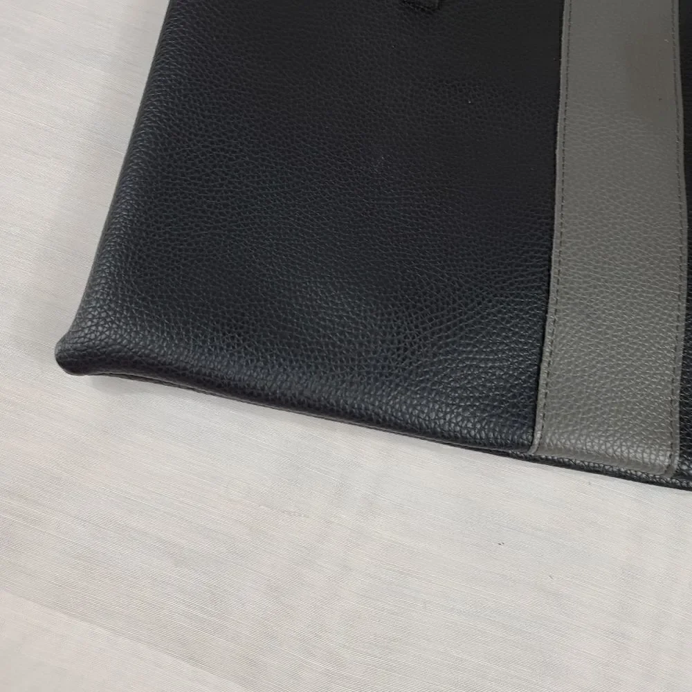VINCE CAMUTO Black Gray Leather Tote